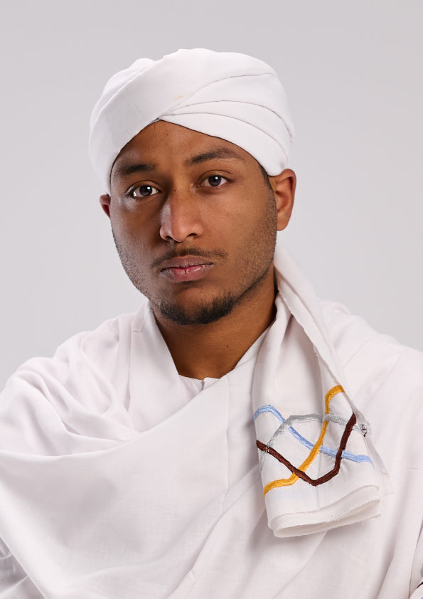 عمة و شال سودانية - خطوط ملونة - تسوق الآن من متجر جلابية