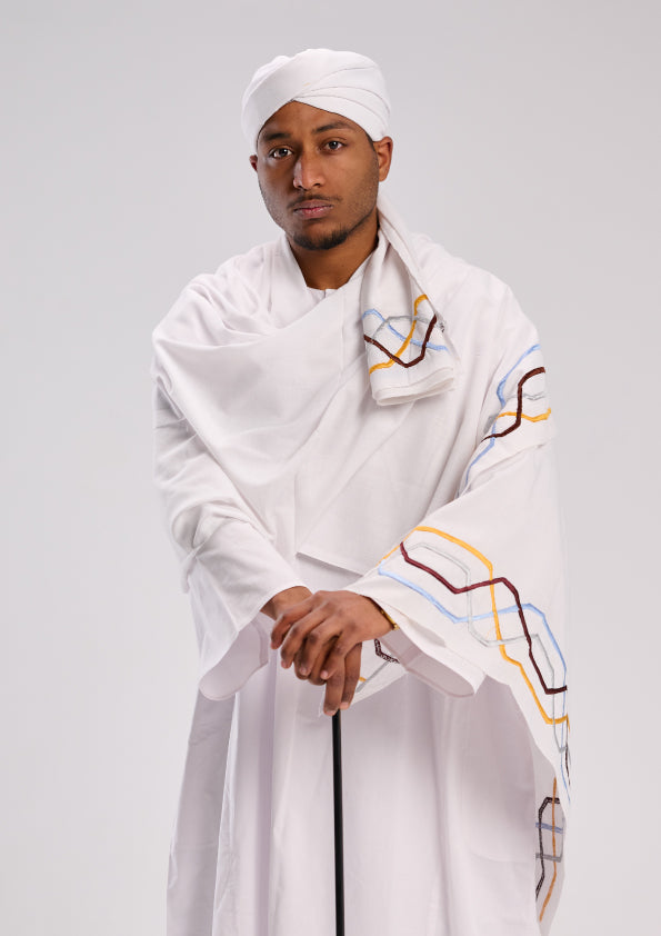 عمة و شال بخطوط ملونة