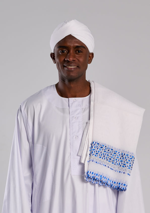 عمة و شال سودانية - تشكيلات زرقاء - تسوق الآن من متجر جلابية